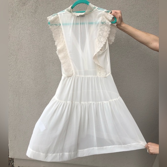 Sandro Paris sheer midi dress with lace detail size 2 - Picture 13 of 16